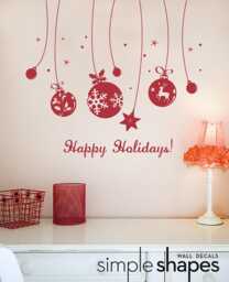 Holiday Wall Decal - Ornaments Deluxe Happy Holidays - thumbnail 1