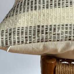 "Handwoven Striped Pillow Cover Vintage Karen Fabric, Boho Farmhouse - 22"" X 22" - thumbnail 3