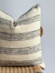 "Handwoven Striped Pillow Cover Vintage Karen Fabric, Boho Farmhouse - 22"" X 22" - thumbnail 1
