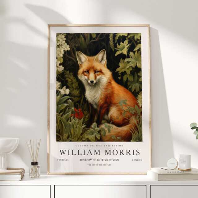 William Morris Print, Art, Exhibition Poster, Woodland Nursery Decor, Fox Gifts, Prints, Wall Art - image 1