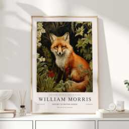 William Morris Print, Art, Exhibition Poster, Woodland Nursery Decor, Fox Gifts, Prints, Wall Art - thumbnail 1