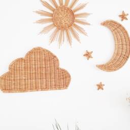 Boho Nursery Wicker Wall Decor Moon, Sun, Cloud & Star Set - thumbnail 4