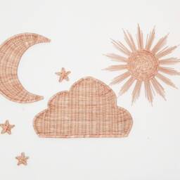 Boho Nursery Wicker Wall Decor Moon, Sun, Cloud & Star Set - thumbnail 3