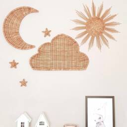 Boho Nursery Wicker Wall Decor Moon, Sun, Cloud & Star Set - thumbnail 2