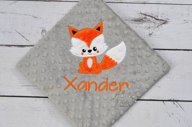 Personalized Baby Blanket-Fox Baby Blanket Personalized-Woodland Minky Blanket-Woodland Fox Minky Boy Girl - image 1