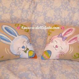 Hand-Painted Bunny, Easter Pillow Case, Girl Rabbit, Gift, Pillow Cover, Home Decor, Decorations, Kids - thumbnail 4