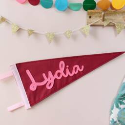 Personalised Felt Name Pennant With Cursive Font For Nursery, Kids Room, Baby Shower Gift, Wall Hanging Decor - thumbnail 2