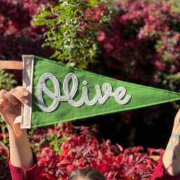 Personalised Felt Name Pennant With Cursive Font For Nursery, Kids Room, Baby Shower Gift, Wall Hanging Decor - thumbnail 3