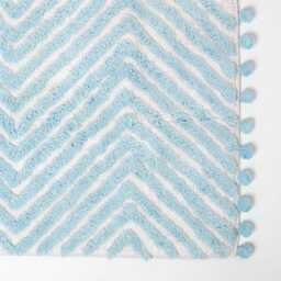 Cotton Tufted Zig Zag Bath Mat With Pom Edges - Soft, Super Absorbent & Non-Slip, Ideal For Bathroom, 50x80cm - thumbnail 3