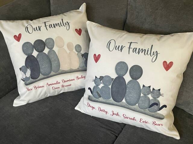 Pebble Family Personalised Cushion - Grandchildren Grandparents Gift - image 1