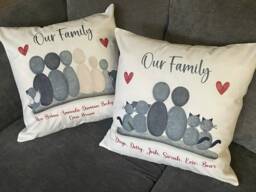 Pebble Family Personalised Cushion - Grandchildren Grandparents Gift - thumbnail 1