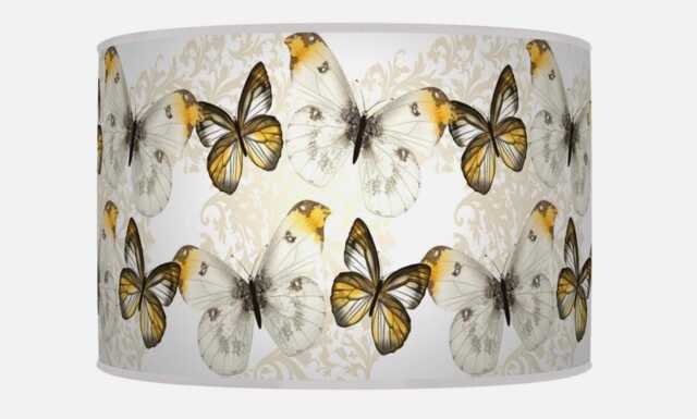 Yellow Mustard Butterfly Lampshade, Handmade Pendant Lamp Shade, Floral Lighting - image 1