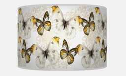 Yellow Mustard Butterfly Lampshade, Handmade Pendant Lamp Shade, Floral Lighting