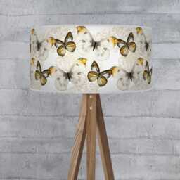 Yellow Mustard Butterfly Lampshade, Handmade Pendant Lamp Shade, Floral Lighting - thumbnail 2