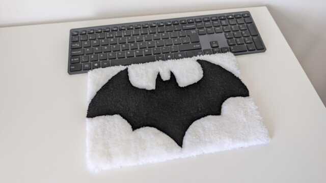 Bat Desk Rug Tufted Handmade White Black Gamer Office Table Mousemat Wrist Rest Mouse Pad - image 1
