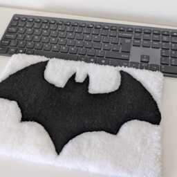 Bat Desk Rug Tufted Handmade White Black Gamer Office Table Mousemat Wrist Rest Mouse Pad - thumbnail 3