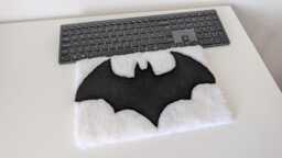 Bat Desk Rug Tufted Handmade White Black Gamer Office Table Mousemat Wrist Rest Mouse Pad - thumbnail 1