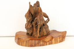 Old Stoney Cottage-A Hand-Carved Whimsical Fairy House With Details Not Usually Found in Bark Carving. Mounted On 200 Year Old Juniper - thumbnail 1