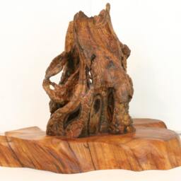 Old Stoney Cottage-A Hand-Carved Whimsical Fairy House With Details Not Usually Found in Bark Carving. Mounted On 200 Year Old Juniper - thumbnail 2