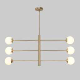 Mid Century Modern Sputnik Chandelier - Gold Finish Globe Pendant Light - thumbnail 2