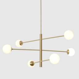 Mid Century Modern Sputnik Chandelier - Gold Finish Globe Pendant Light - thumbnail 3