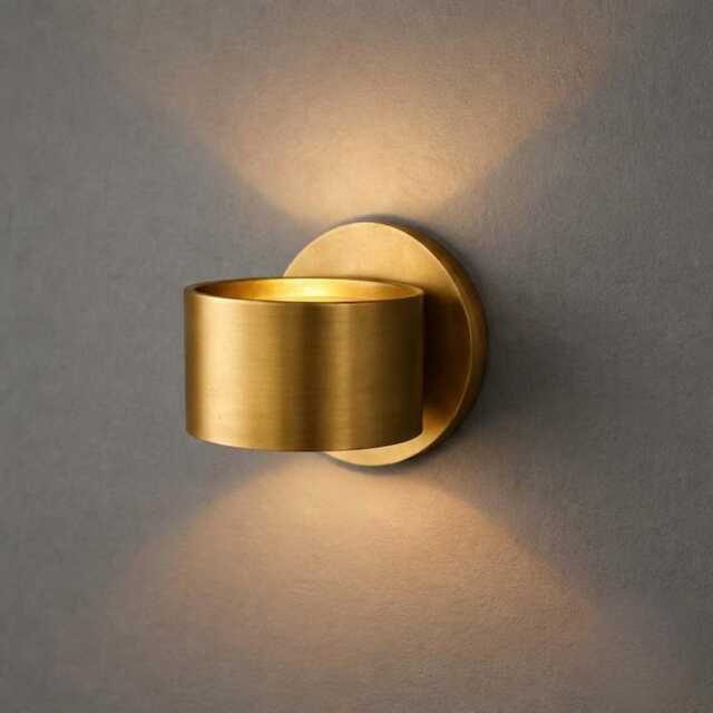 Handmade Brass Cylinder Wall Sconce - Minimalist Up Down Light Fixture - image 1