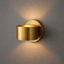 Handmade Brass Cylinder Wall Sconce - Minimalist Up Down Light Fixture - thumbnail 1