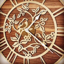 Handmade Wooden Silent Bird Wall Clock Up To 90cm in Layered Oak & Walnut - Silver Or Gold Hands - thumbnail 2