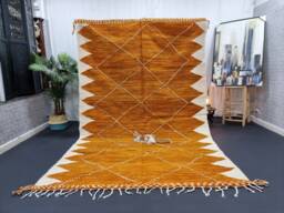 Kilim Moroccan Rug, Flat Berber Rug, Sheep Wool Camel Brown & White Geometric Dhurrie Area Custom Moroccan Rug - thumbnail 1