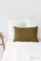 Olive Green Linen Pillowcase - Soft Stonewashed Flax Sham Custom Size Breathable Pillow Cover Earthy Neutral Bedding Accent On - thumbnail 1