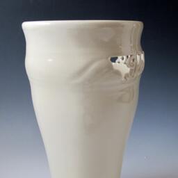 Two Names Only Personalized Couple's Vase Wedding - Anniversary Gift Sweetheart Hand Thrown & Carved From White Stoneware - thumbnail 3