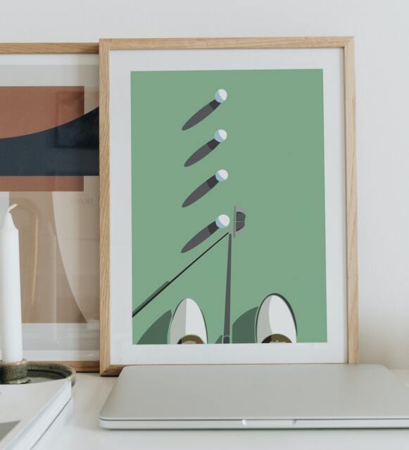 Gift For Dad Who Loves Golf - Putting Practice Art Print, Father's Day Wall Decor - image 1