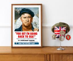 "Reprint Of A Wwii Us Propaganda Poster - ""You Bet I'm Going Back To Sea" - thumbnail 1