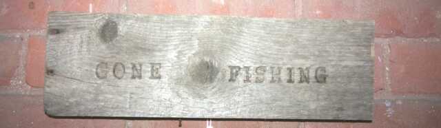 "Handmade Wood Burned Driftwood Wall Hanging, Sign, Reads ""Gone Fishing" - image 1