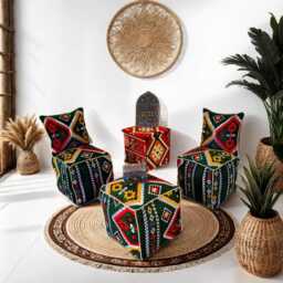 Moroccan Floor Cushion Set Cactus Silk Boho Pouf - Unstuffed - thumbnail 2