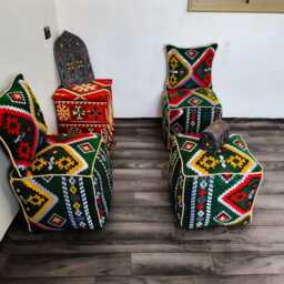 Moroccan Floor Cushion Set Cactus Silk Boho Pouf - Unstuffed - thumbnail 4