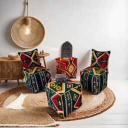 Moroccan Floor Cushion Set Cactus Silk Boho Pouf - Unstuffed