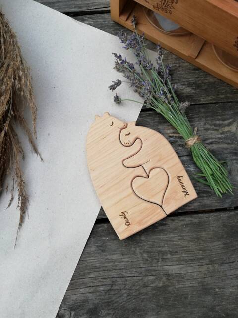 Personalized Gift Puzzle - Wooden Animals Gifts For Baby & Family Decor Room Personal Wooden Gifts Family Toy - image 1
