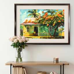Caribbean House Art Print Of in Grenada Mango Tree St Patrick's Parish From Gift For Grenadian - thumbnail 3