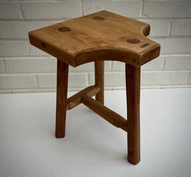 Handmade Reclaimed Wood Stool, Vintage Style Plant Stand - image 1
