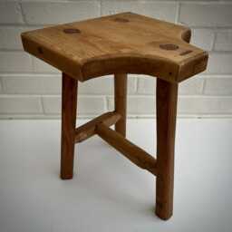 Handmade Reclaimed Wood Stool, Vintage Style Plant Stand - thumbnail 2