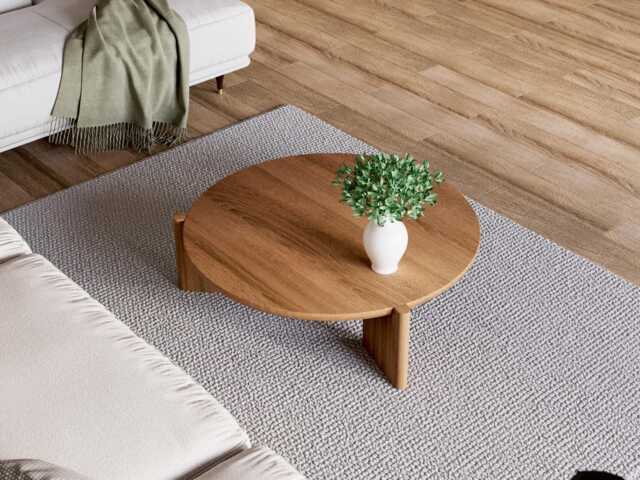 Unique Coffee Table - Round Coffee Table Wooden Modern Oak Japandi - image 1