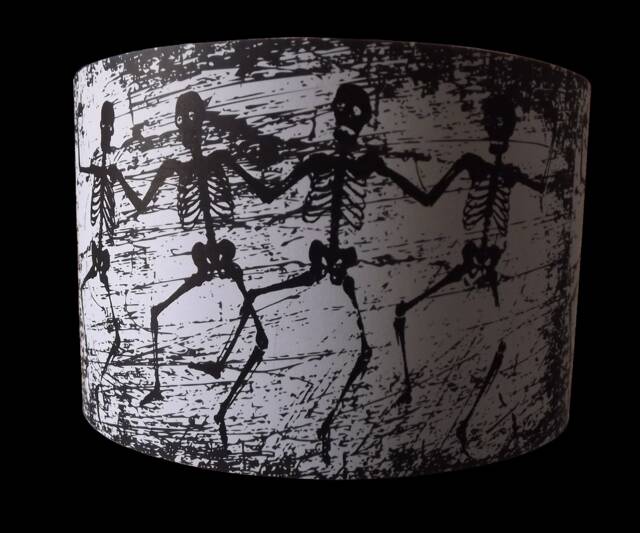 Halloween Lampshade, Dancing Skeletons, Grunge, Gothic, Halloween, By Fatta Da Mamma Free Gift - image 1