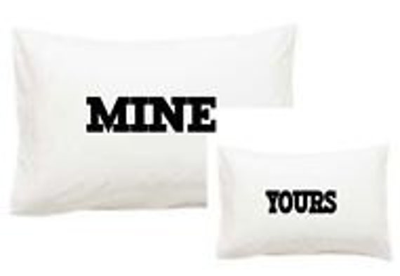 Funny/Joke Mine & Yours Print Pillowcase Set - Married/Wedding/Mr Mrs