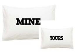 Funny/Joke Mine & Yours Print Pillowcase Set - Married/Wedding/Mr Mrs