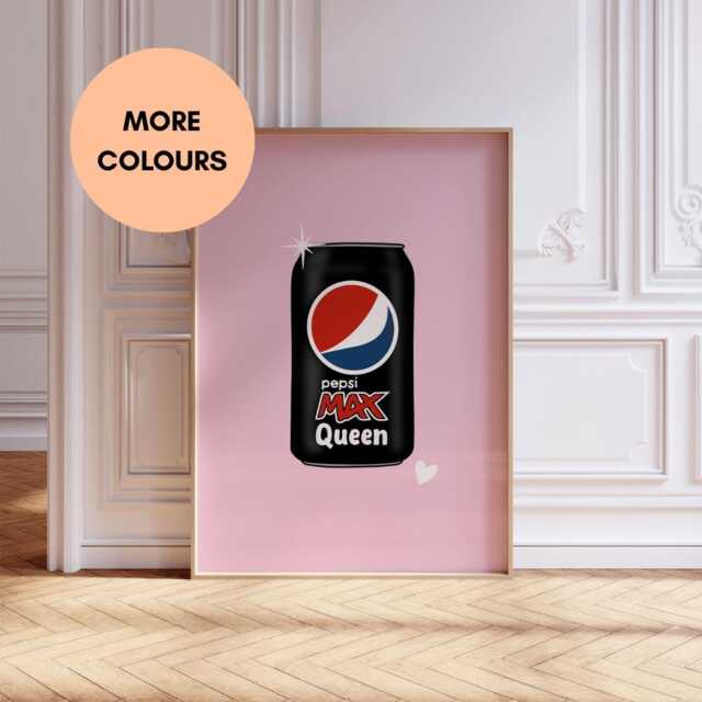 Pop Art Pepsi Max Queen Poster, Modern Wall Print, Retro Soda Can Decor, Colourful Kitchen Or Bar Artwork Gift, Lover Gift - image 1