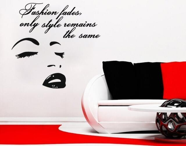 Wall Decals Quote Fashion Fades Only Decal Eyes Lips Vinyl Sticker Beauty Salon Home Decor Art Mural Ms346 - image 1
