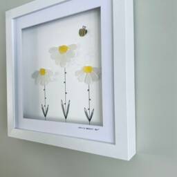Sea Glass Flower Wall Art - Framed Botanical Picture Handmade in Cornwall - thumbnail 3
