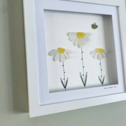 Sea Glass Flower Wall Art - Framed Botanical Picture Handmade in Cornwall - thumbnail 2
