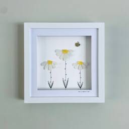 Sea Glass Flower Wall Art - Framed Botanical Picture Handmade in Cornwall - thumbnail 1